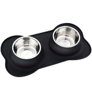 Benepaw Double Pet Bowl - Stainless Steel Feeder with Silicone Mat