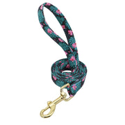 Custom Engraved Nylon Dog Collar and Leash Set with Floral Print