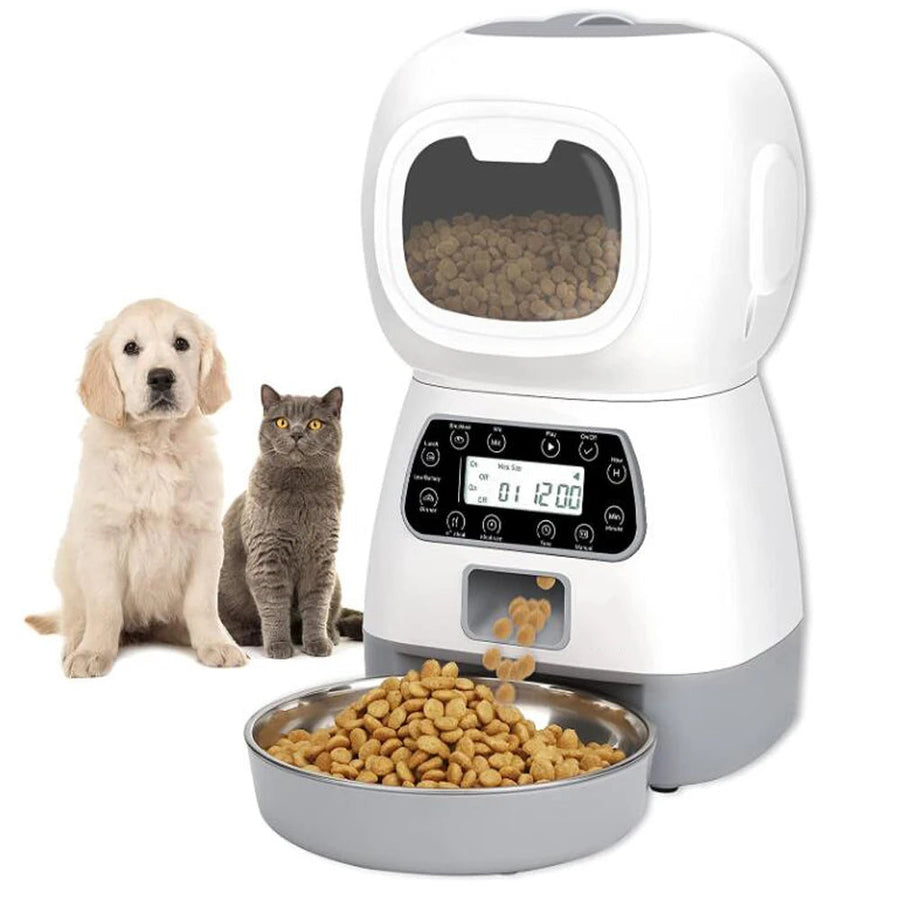 3.5L Automatic Pet Feeder - Timer Food Dispenser with Steel Bowl