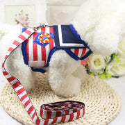 Navy Suit Style Dog Harness Leash Set - Adjustable Chest Strap for Small Pets