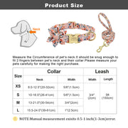 Custom Engraved Nylon Dog Collar and Leash Set with Floral Print