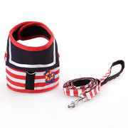 Navy Suit Style Dog Harness Leash Set - Adjustable Chest Strap for Small Pets