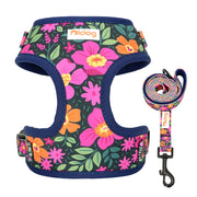 Adjustable Nylon Mesh Harness Leash Set - Printed Vest for Small Dogs & Cats