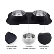 Benepaw Double Pet Bowl - Stainless Steel Feeder with Silicone Mat