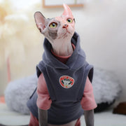 Sphynx Cat Cotton Hoodie - Warm Fleece Pajama Vest