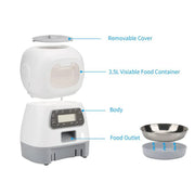3.5L Automatic Pet Feeder - Timer Food Dispenser with Steel Bowl