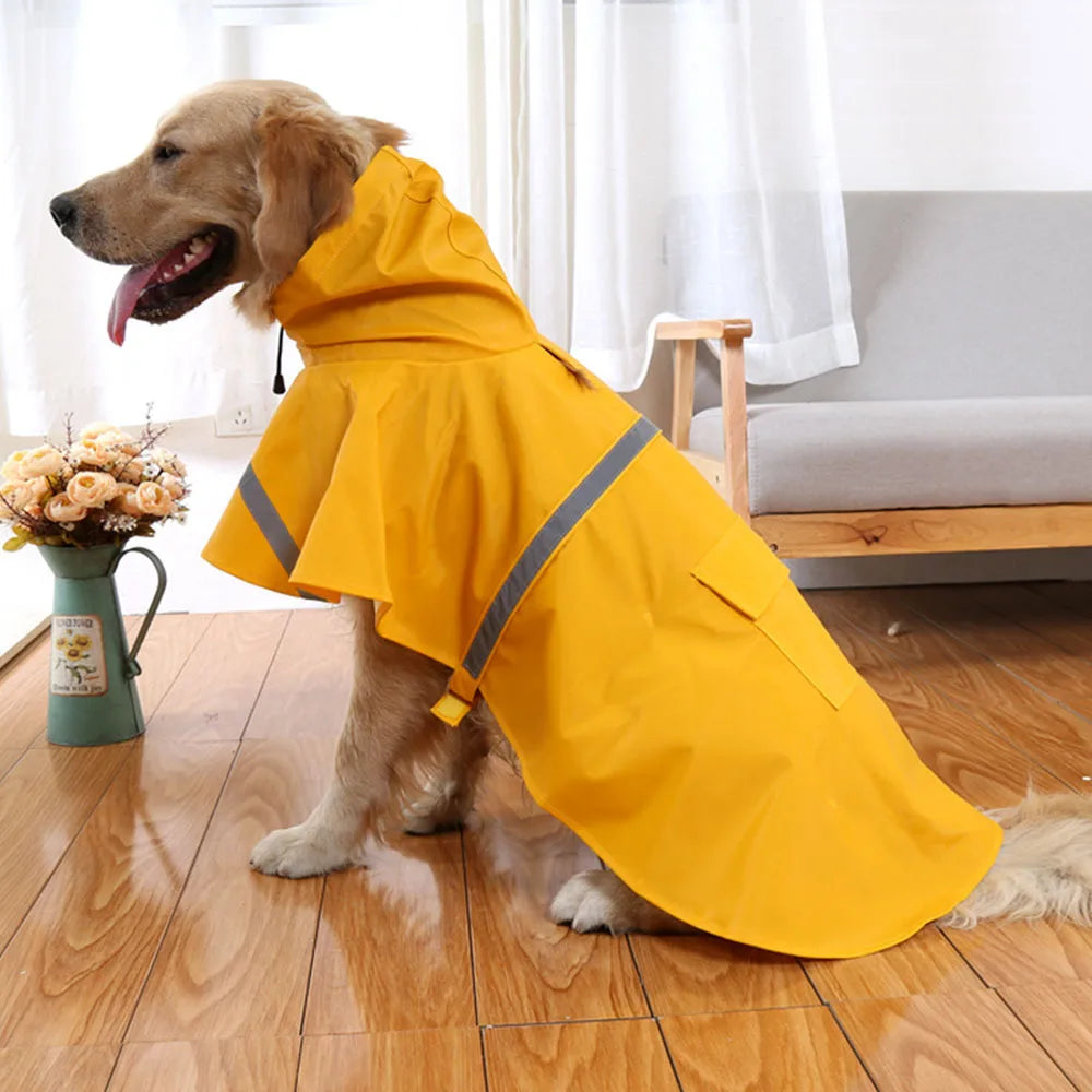 Reflective Tape Dog Raincoat - Large Pet Rain Jacket XS-XXL