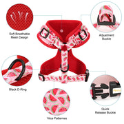 Adjustable Nylon Mesh Harness Leash Set - Printed Vest for Small Dogs & Cats