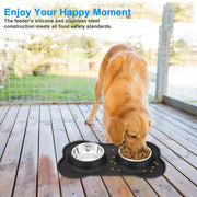 Benepaw Double Pet Bowl - Stainless Steel Feeder with Silicone Mat