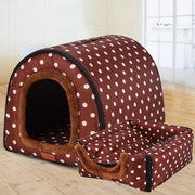 Star Print Foldable Pet House - Warm Dog and Cat Kennel Bed
