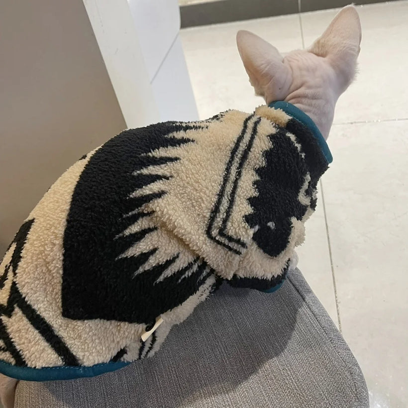 Ollie Velvet Cat Sweater - Green Zipper Sphynx Jacket
