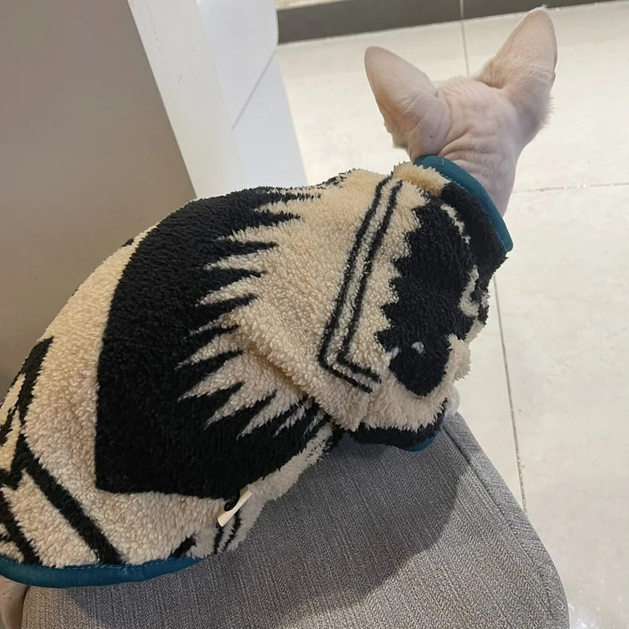 Ollie Velvet Cat Sweater - Green Zipper Sphynx Jacket