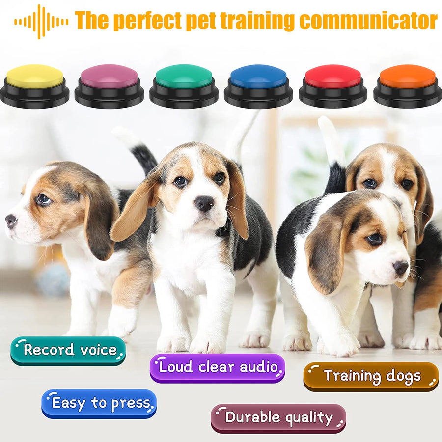 Recordable Dog Training Buttons with Light - 4/6Pc Interactive Pet Buzzer Set