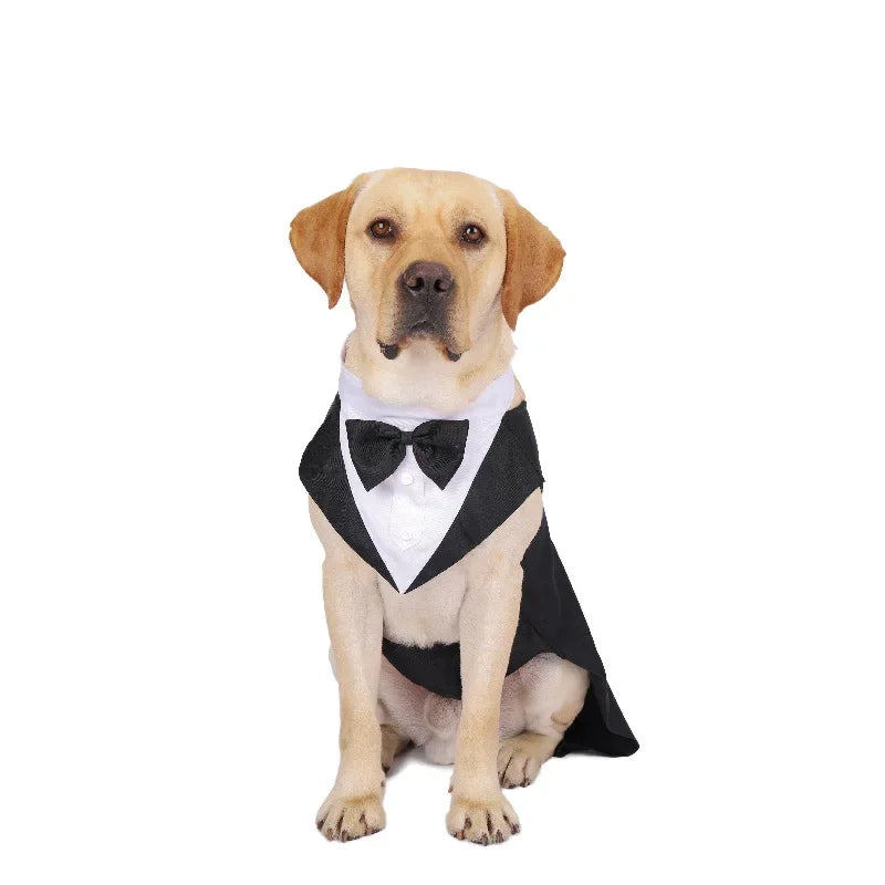 Formal Dog Tuxedo Shirt - Bow Tie Outfit for Weddings & Parties