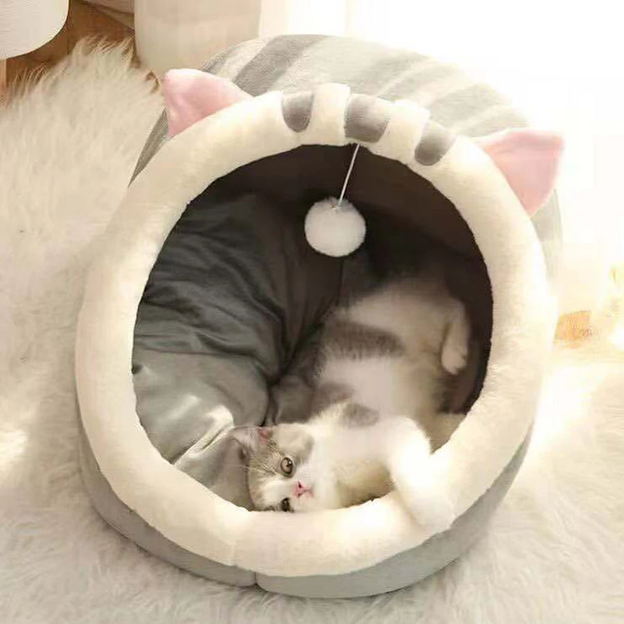 Semi-Closed Cat Nest Bed - Four-Season Cotton Pet House