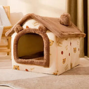 Foldable Pet House Bed - Warm Dog and Cat Cave Sofa
