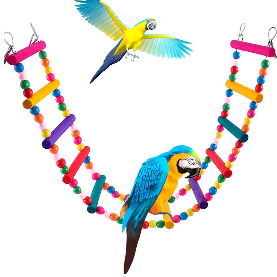 12-Step Multicolor Hanging Ladder Toy for Birds