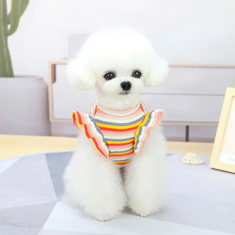 Ruffle Striped Pet Dress Vest - Sweet Spring Party Outfit