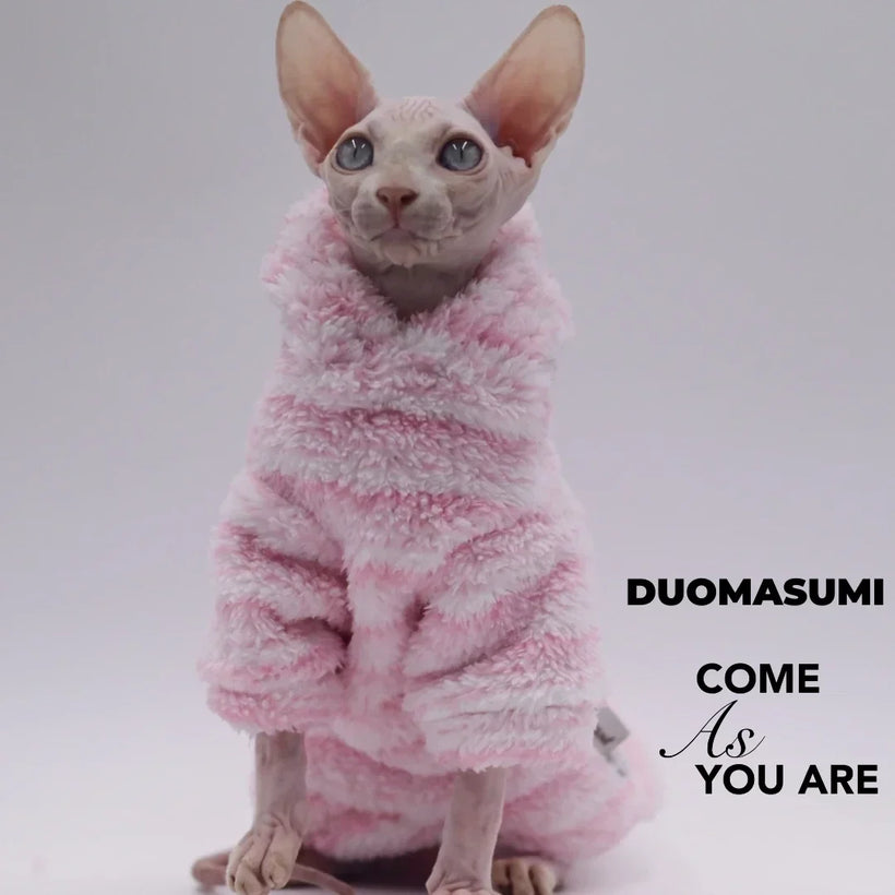 Double-Sided Fluffy Cat Jacket - Warm Sphynx Winter Coat