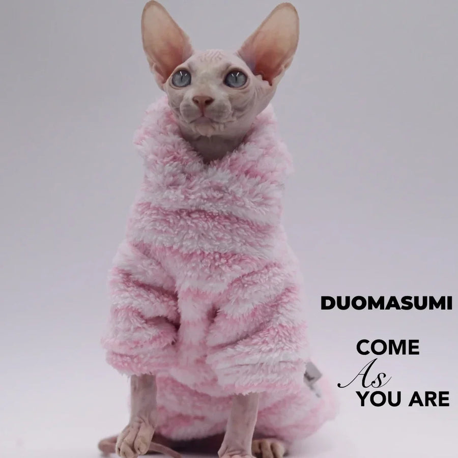 Double-Sided Fluffy Cat Jacket - Warm Sphynx Winter Coat