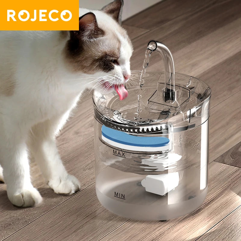 ROJECO Automatic Cat Water Fountain - 2L Sensor Drinking Dispenser