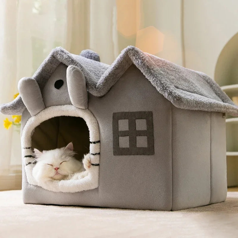 Foldable Cat Cave Bed - Deep Sleep Small Dog House