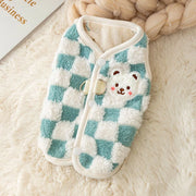 Bear Print Plush Pet Sweater - Buckle Winter Jacket