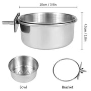 Stainless Steel Clamp Bird Food and Water Cup for Parrots
