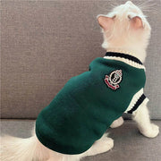 Collegiate Pet Sweater Vest - Winter Cat Sweatshirt Outfit