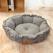 Round Plush Dog and Cat Sofa Bed - Warm Basket Cushion