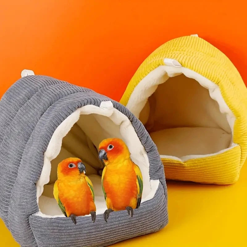 Warm Cotton Hanging Bird Nest Hut for Parrots and Budgies