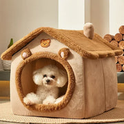 Foldable Pet House Bed - Warm Dog and Cat Cave Sofa