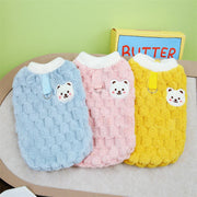 Bear Print Plush Pet Sweater - Buckle Winter Jacket