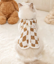 Bear Print Plush Pet Sweater - Buckle Winter Jacket