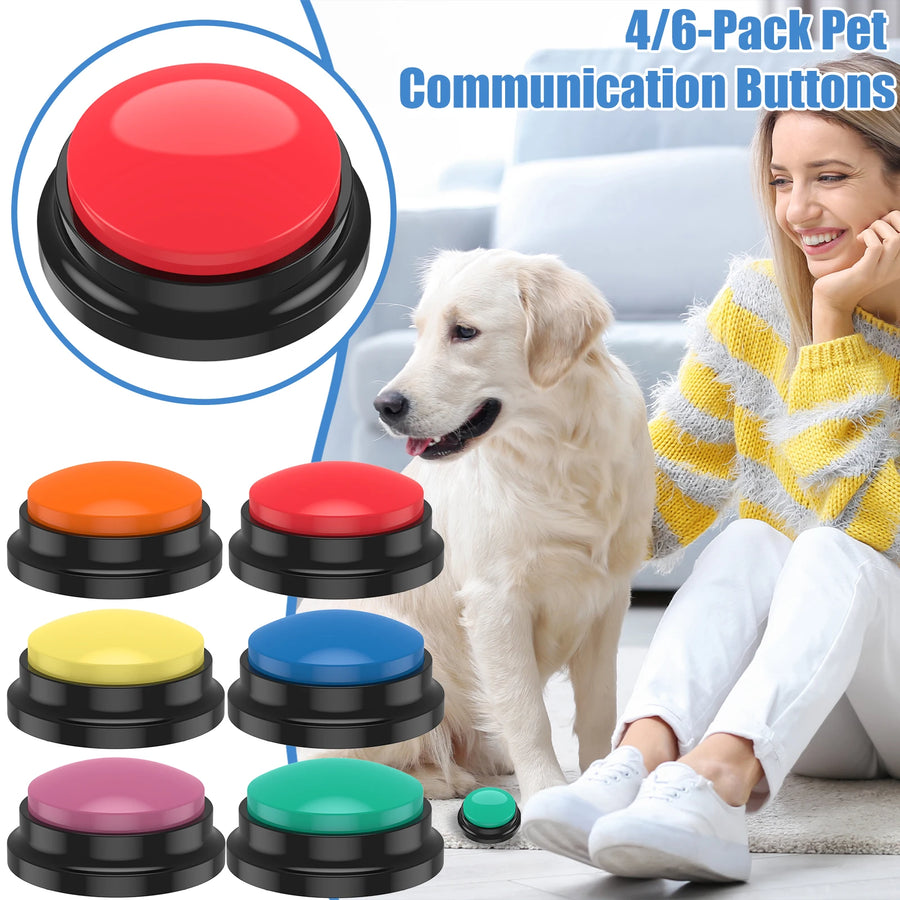 Recordable Dog Training Buttons with Light - 4/6Pc Interactive Pet Buzzer Set