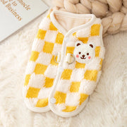 Bear Print Plush Pet Sweater - Buckle Winter Jacket