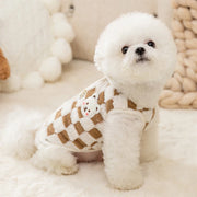 Bear Print Plush Pet Sweater - Buckle Winter Jacket
