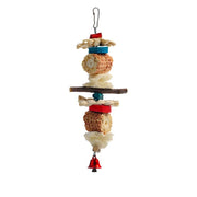 Natural Wood and Loofah Hanging Chew Toy for Birds