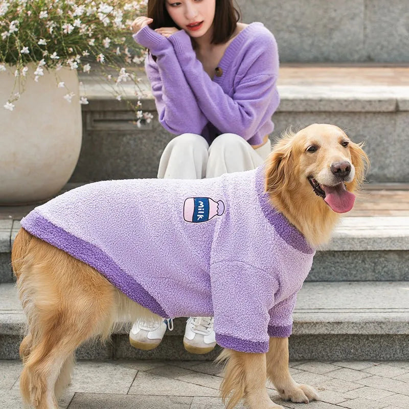 Big Dog Fleece Hoodie Jacket - Soft Warm Vest for Large Breeds
