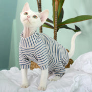 Soft Striped Sphynx Cat Jumpsuit - Four-Leg Pet Loungewear