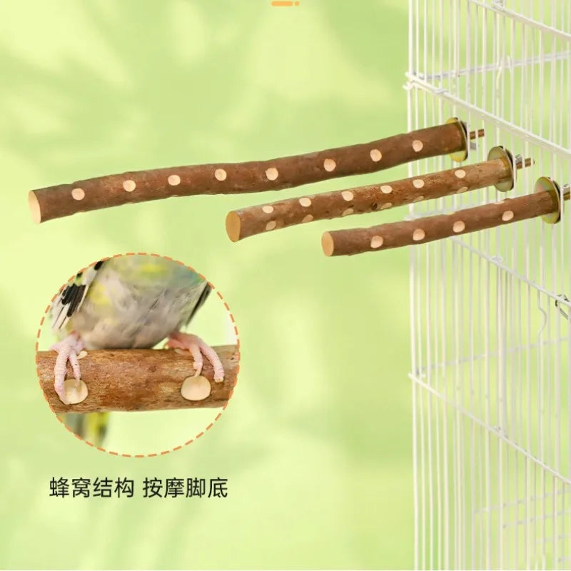 Natural Wood Fork Perch Stand for Parakeets and Cockatiels