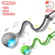 Rechargeable Rolling Ball Cat Toy with Faux Tail