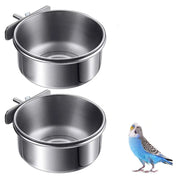 Stainless Steel Clamp Bird Food and Water Cup for Parrots