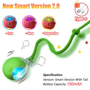 Rechargeable Rolling Ball Cat Toy with Faux Tail