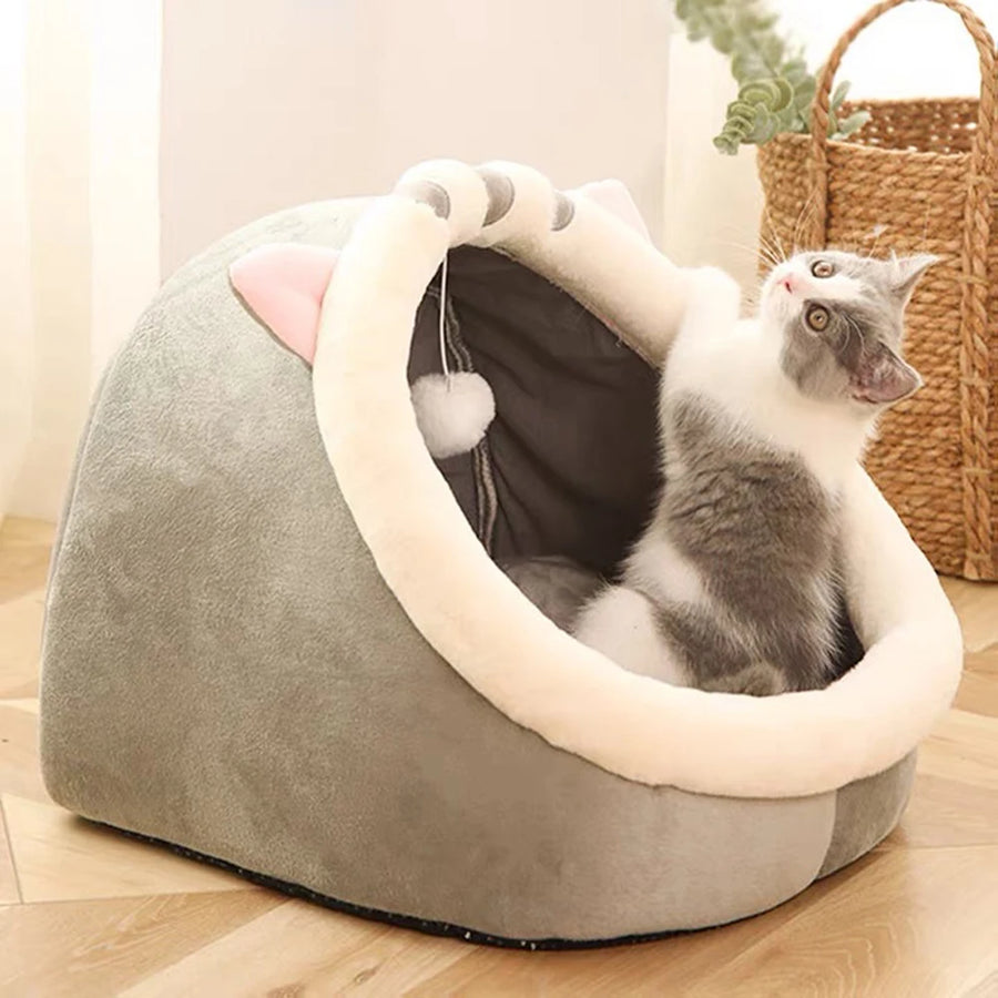 Semi-Closed Cat Nest Bed - Four-Season Cotton Pet House