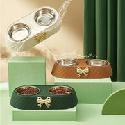 Bowtie Double Food and Water Bowl for Dogs and Cats