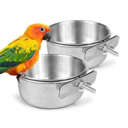 Stainless Steel Clamp Bird Food and Water Cup for Parrots