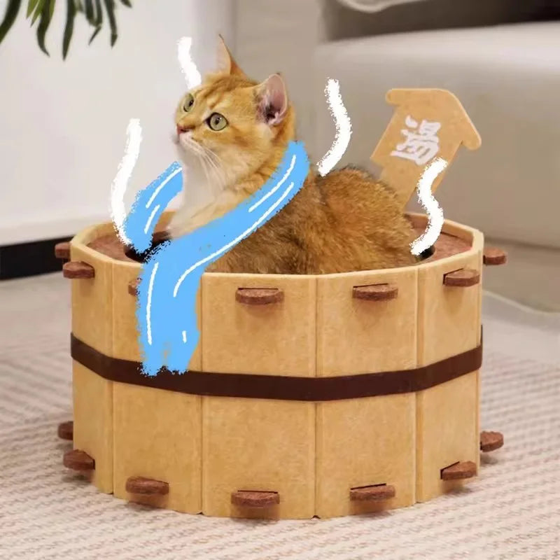 Semi-Enclosed Felt Cat House - Claw-Friendly Bathtub Nest
