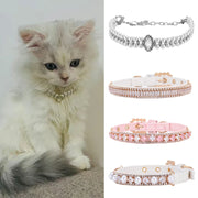 Pearl Rhinestone Pet Necklace Collar for Cats and Small Dogs