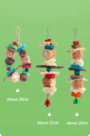 Natural Wood and Loofah Hanging Chew Toy for Birds